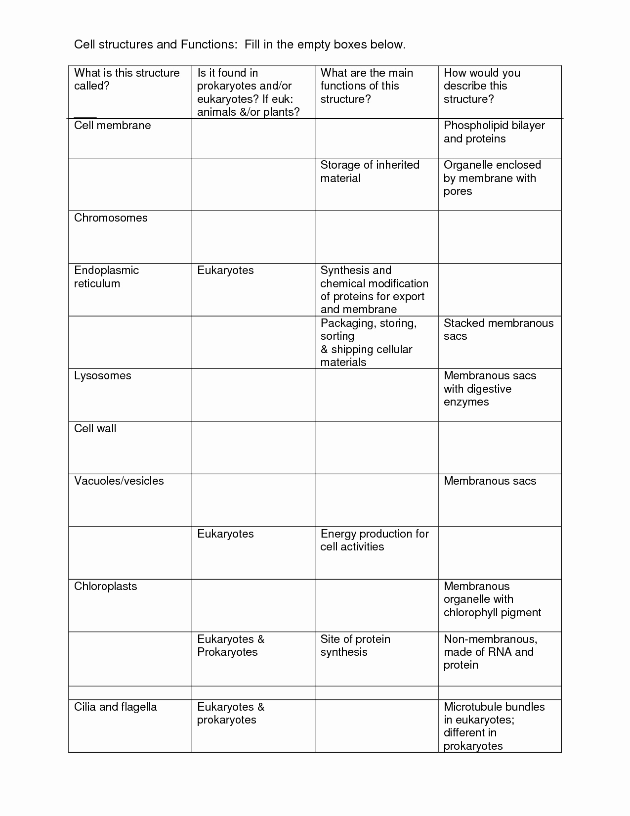 Cell Structure and Function Worksheet Luxury 14 Best Of Cell Structure and Function Worksheet