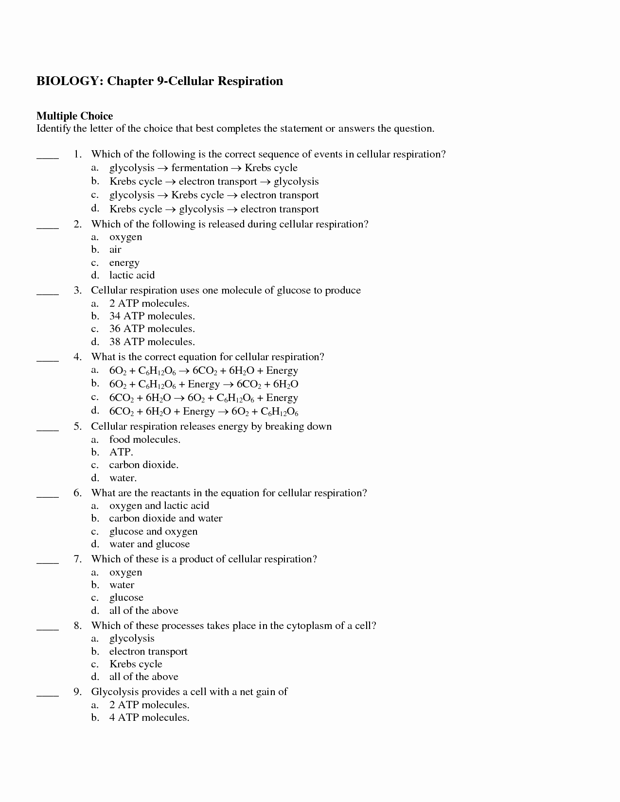 Cellular Respiration Review Worksheet Best Of 15 Best Of Glycolysis Worksheet Answers Chapter 9