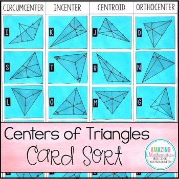 Centers Of Triangles Worksheet Beautiful Centers Of Triangles Card sort My Tpt Items