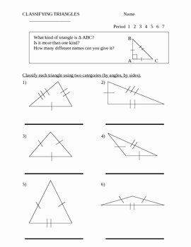 Centers Of Triangles Worksheet Fresh Classify Triangles Worksheet by Stone
