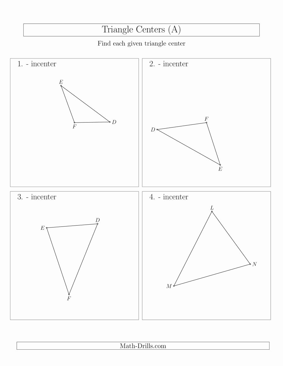 Centers Of Triangles Worksheet New Contructing Incenters for Acute and Obtuse Triangles A