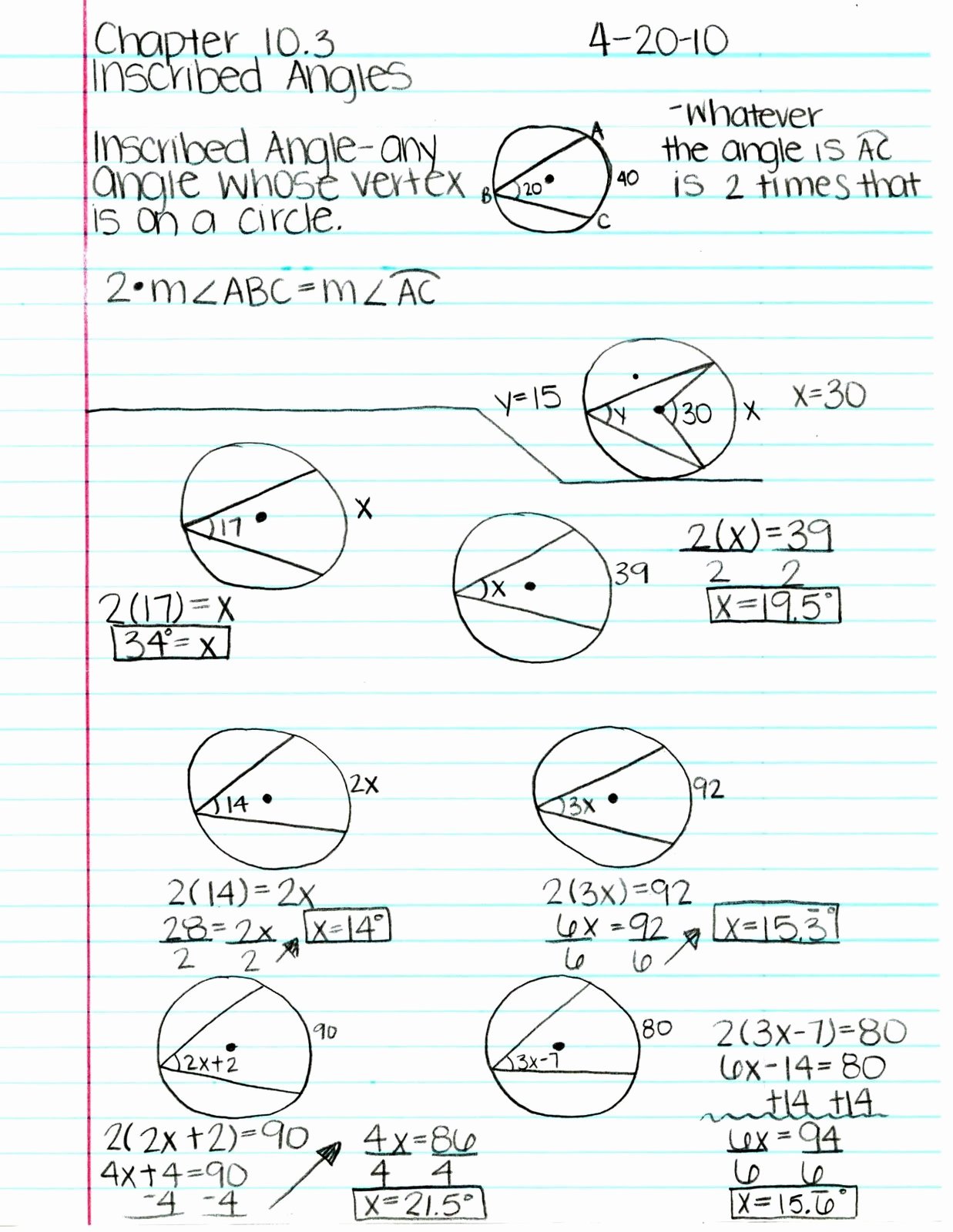 Central and Inscribed Angle Worksheet Luxury Mr Ryals Geometry Blog April 2010