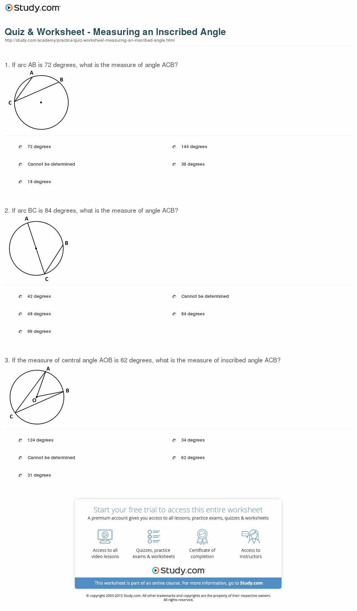 Central and Inscribed Angle Worksheet New Worksheet Central Angles and Arcs Geometry Cp Answers