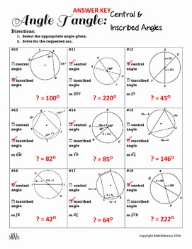 Central and Inscribed Angle Worksheet Unique Angle Tangle Central &amp; Inscribed Angles by Math Maniacs