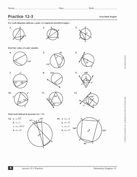 Central and Inscribed Angle Worksheet Unique Central and Inscribed Angles Worksheets