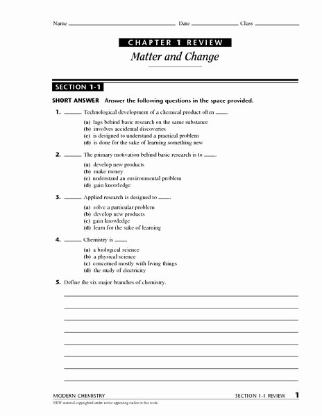 Change In Matter Worksheet Inspirational Matter and Change Section 1 3 Review Worksheet Set