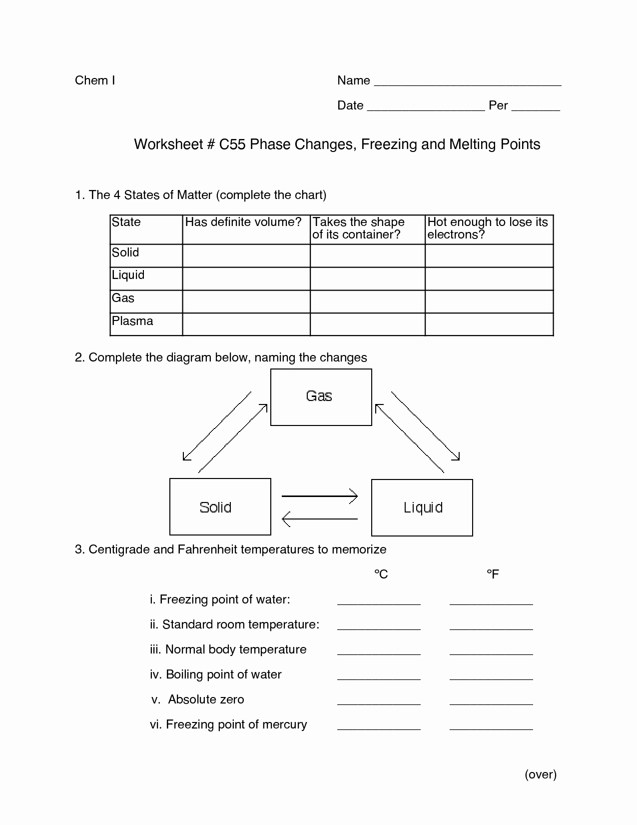 Change Of State Worksheet Awesome 13 Best Of Phase Change Worksheet Middle School