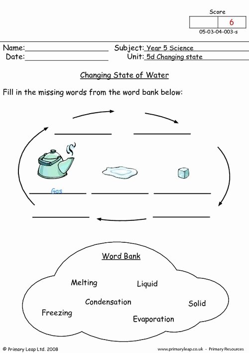 Change Of State Worksheet Fresh Changing State Of Water