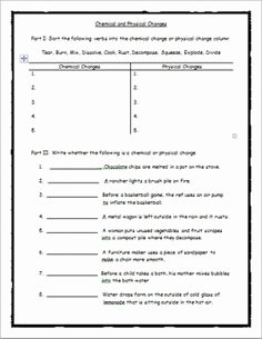 Changes In Matter Worksheet Best Of Physical and Chemical Change Worksheet Matter