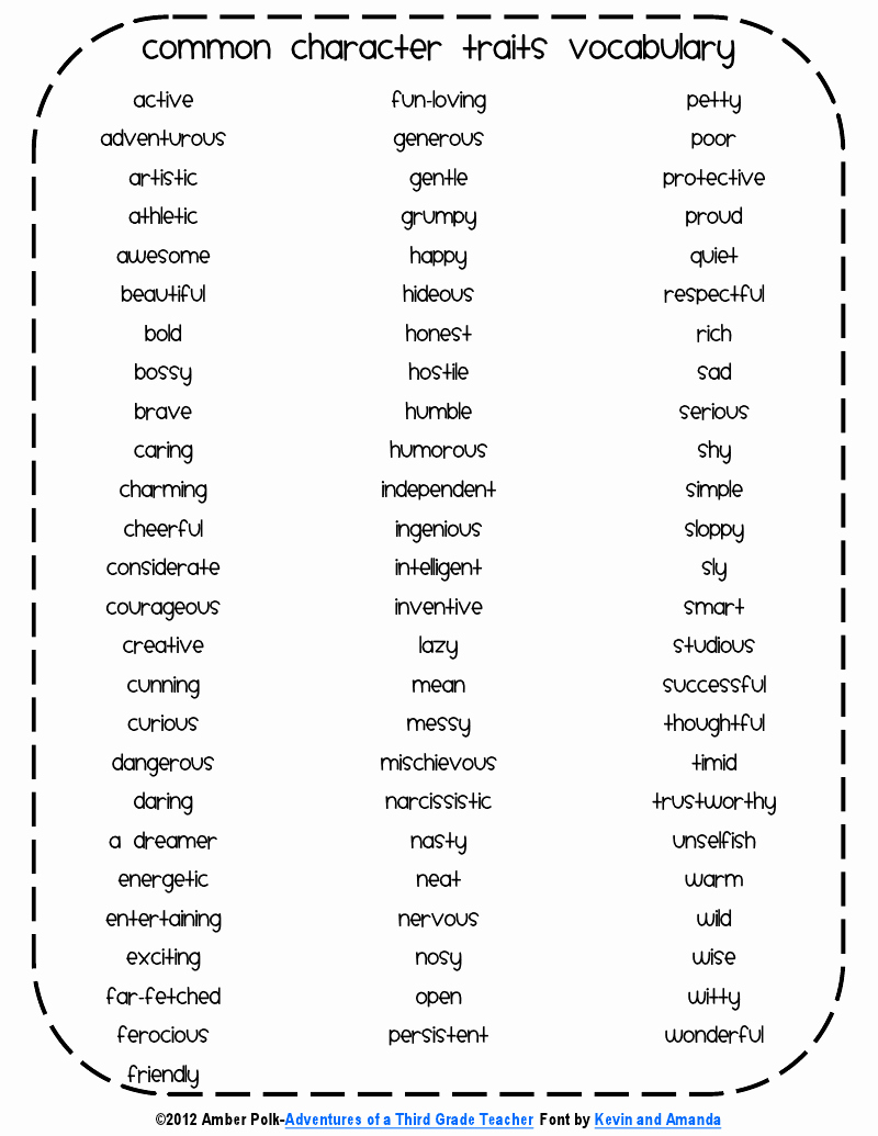 Character Traits Worksheet 3rd Grade Lovely 3 6 Free Resources Character Traits Vocabulary