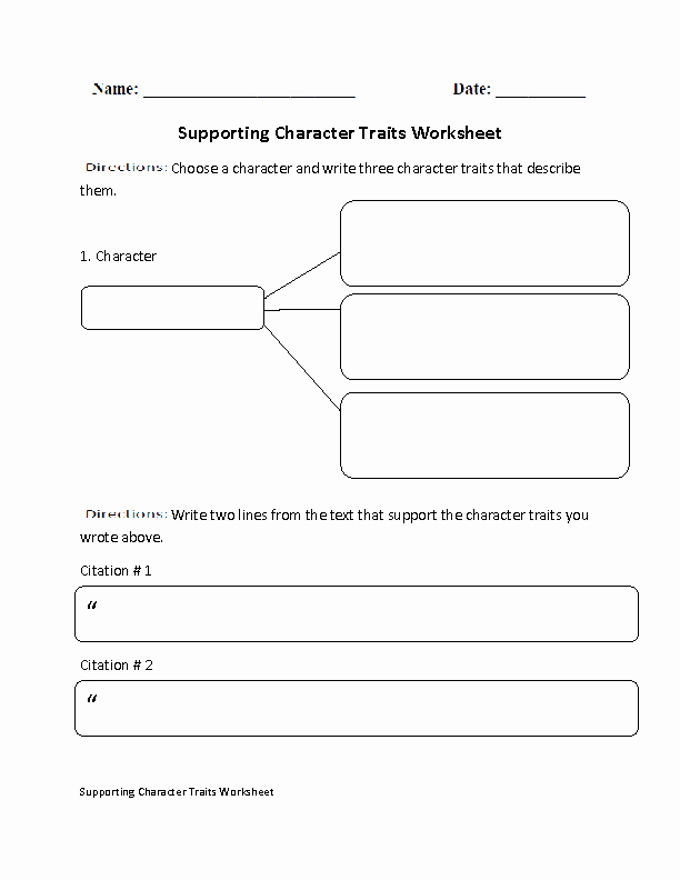 50 Character Traits Worksheet Pdf