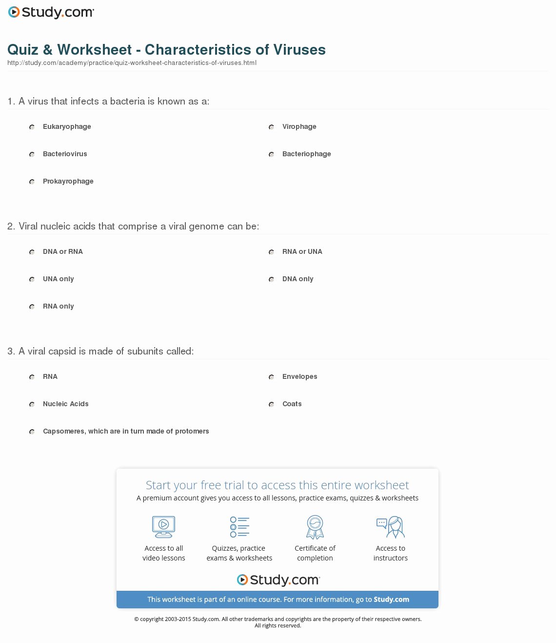 Characteristics Of Functions Worksheet Unique Quiz &amp; Worksheet Characteristics Of Viruses