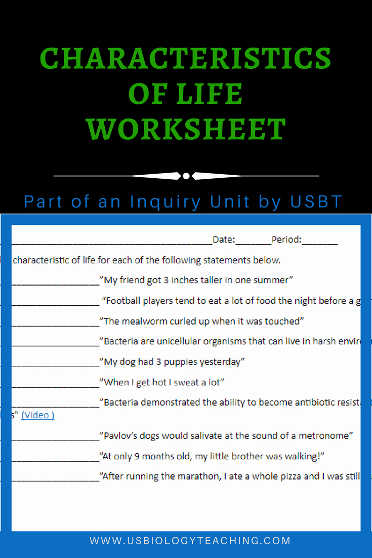 Characteristics Of Life Answer Key