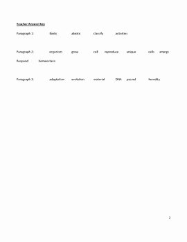 Characteristics Of Life Worksheet Luxury Middle School Science Cloze Worksheet Characteristics Of