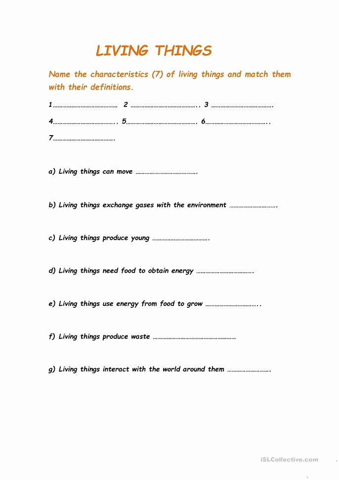 Characteristics Of Living Things Worksheet Luxury Living Things Worksheet Free Esl Printable Worksheets