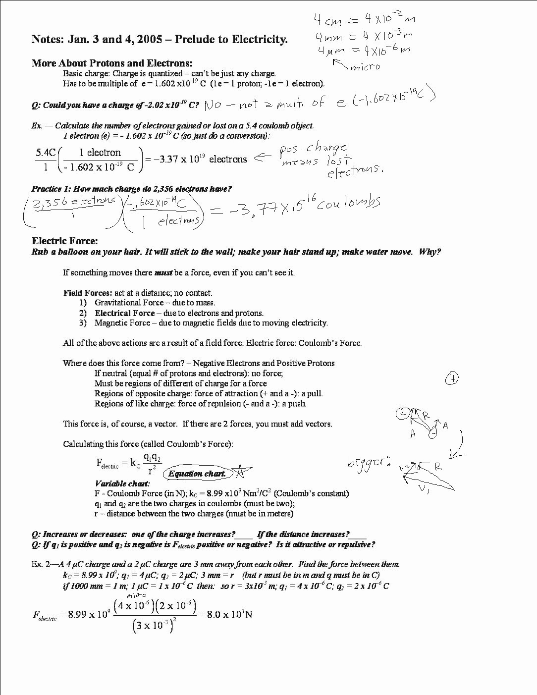 Charge and Electricity Worksheet Answers Elegant Mr Murray S Website Electricity Notes