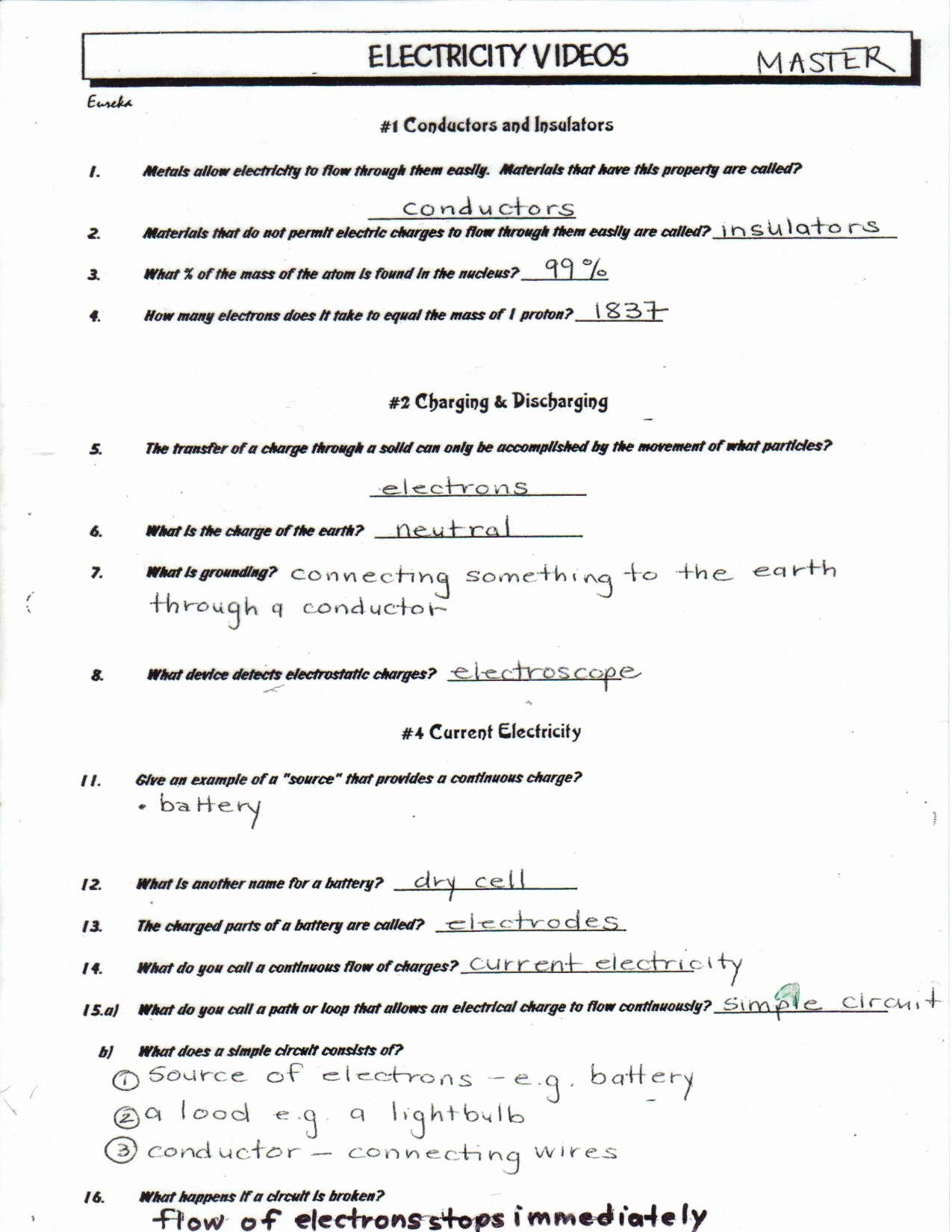 Charge and Electricity Worksheet Answers Luxury toxic Science
