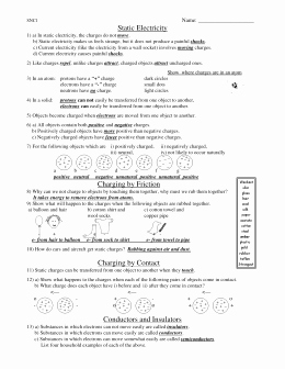 Charge and Electricity Worksheet Answers New Section 20 1 Electric Charge and Static Electricity