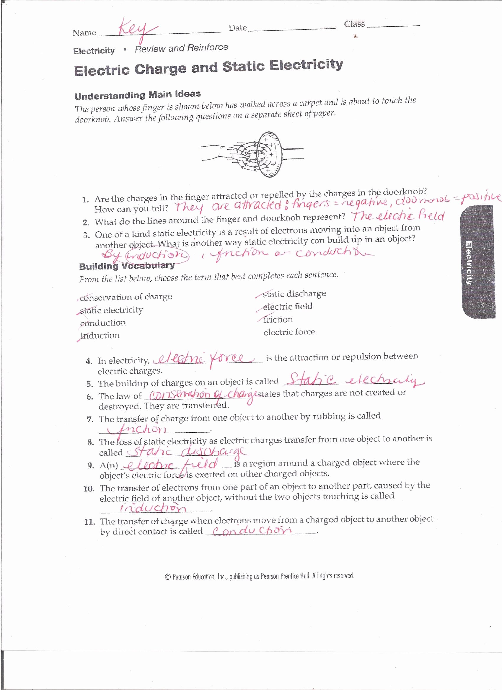 Charge and Electricity Worksheet Answers Unique Physics Ms Pati at Green Oaks