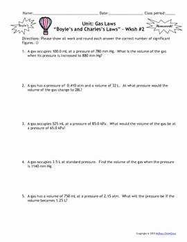 Charles Law Worksheet Answers Luxury Gas Laws Worksheets Set Of 6 Answers Include by Msrazz