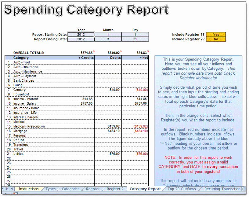 Checkbook Register Worksheet 1 Answers