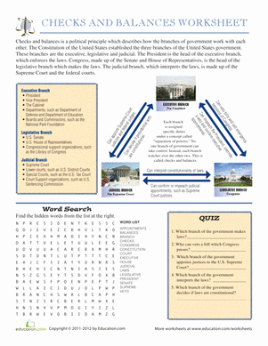 Checks and Balances Worksheet Answers Best Of Checks and Balances System Worksheet