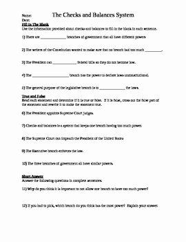 Checks and Balances Worksheet Answers Lovely Checks and Balances Worksheets by 2nd Chance Works