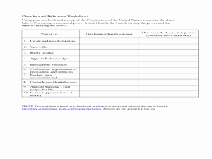 Checks and Balances Worksheet Answers Unique Checks and Balances Chart 9th Grade Worksheet