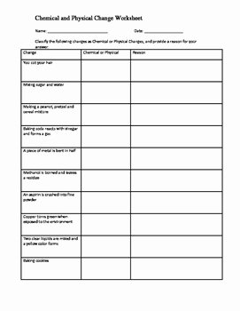 Chemical and Physical Change Worksheet Unique Chemical and Physical Change Worksheet by Family 2 Family