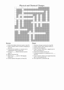 Chemical and Physical Changes Worksheet Best Of Physical and Chemical Changes Crossword Worksheet for 8th