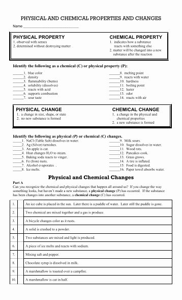 Chemical and Physical Changes Worksheet Inspirational Essential Differences Between Physical Change and Chemical
