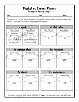 Chemical and Physical Changes Worksheet Inspirational Physical and Chemical Changes Worksheet Bundled Package by