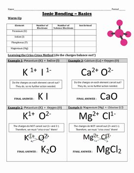Chemical Bonding Worksheet Answers Lovely Ionic Bonding Worksheet with Included Examples by