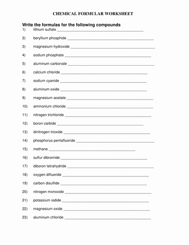 Chemical Bonds Worksheet Answers Best Of Chemical formula Worksheet with Answers by Kunletosin246
