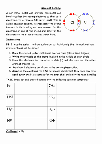 Chemical Bonds Worksheet Answers Inspirational Covalent Bonding Worksheet by Kates1987 Teaching