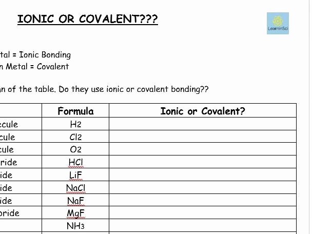 Chemical Bonds Worksheet Answers Lovely Ionic or Covalent Worksheet Gcse Chemistry Bined