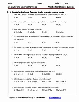Chemical formula Worksheet Answers Beautiful Empirical and Molecular formulas Worksheets &amp; Practice
