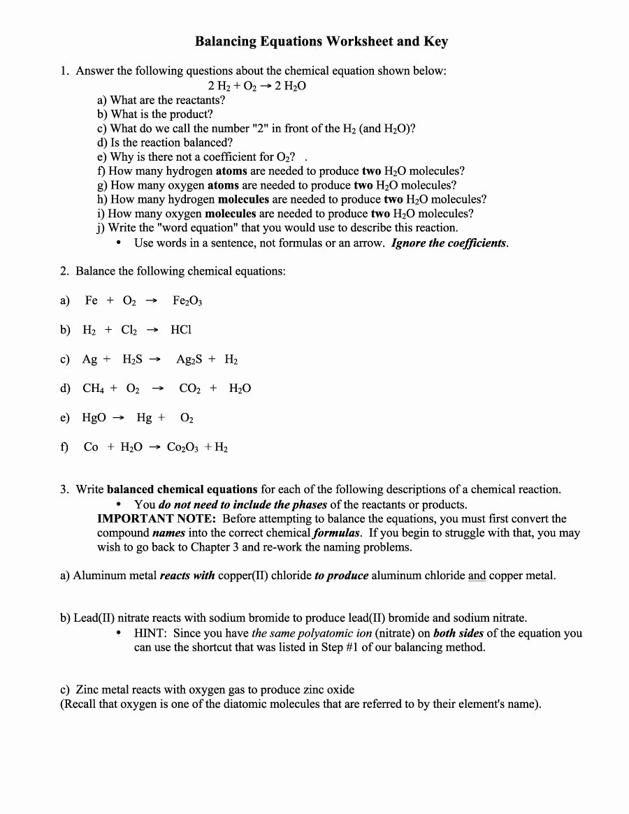 Chemical formula Worksheet Answers New 49 Balancing Chemical Equations Worksheets [with Answers]