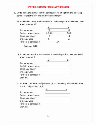 Chemical formula Writing Worksheet Elegant Chemical formula Worksheet with Answers by Kunletosin246