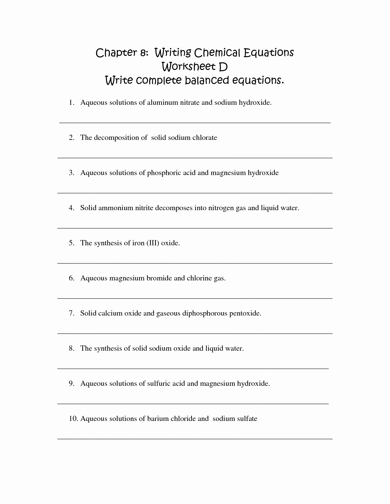 Chemical formula Writing Worksheet Unique 13 Best Of Practice Balancing Equations Worksheet