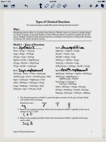 Chemical Reaction Type Worksheet Lovely Chemistry