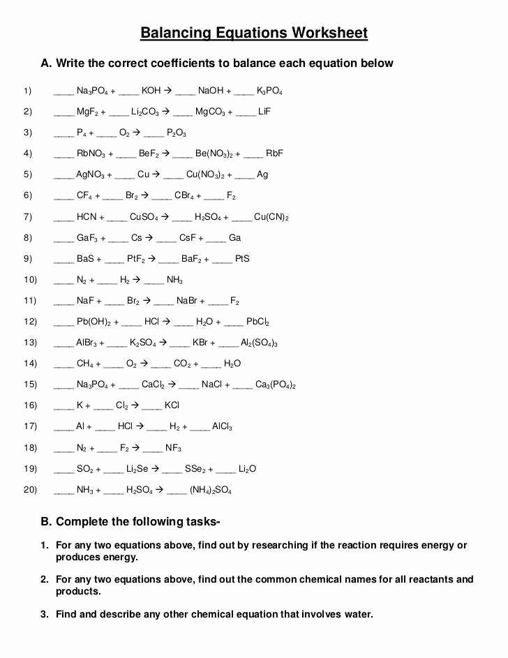 Chemical Reactions Types Worksheet Beautiful Types Chemical Reaction Worksheet