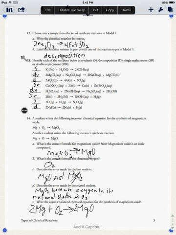 Chemical Reactions Types Worksheet Best Of Types Chemical Reactions Worksheet