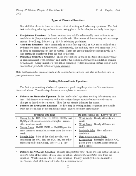 Chemical Reactions Types Worksheet Unique Types Of Chemical Reactions Worksheet