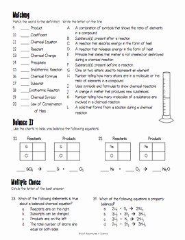 Chemical Reactions Worksheet Answers Beautiful Introduction to Chemical Reactions Worksheet by Adventures
