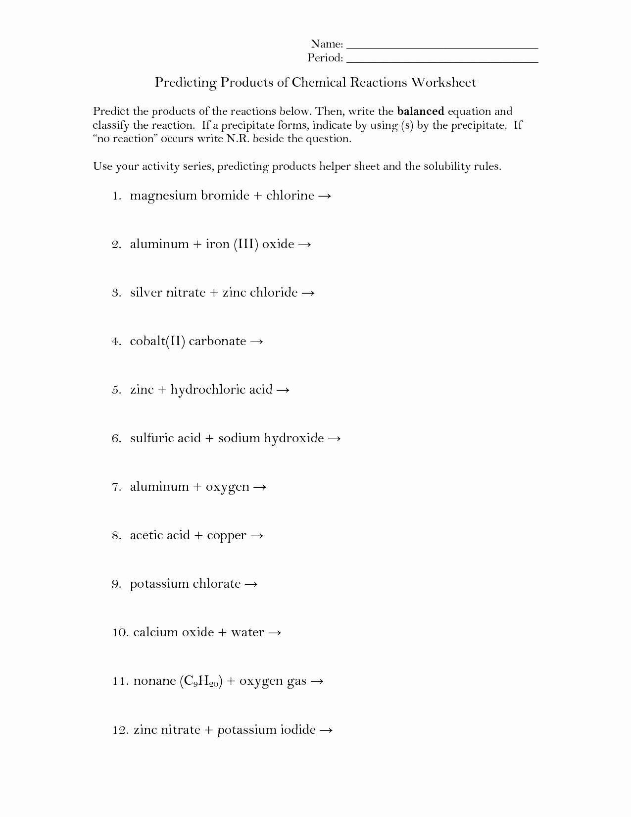 Chemical Reactions Worksheet Answers Best Of 16 Best Of Types Chemical Reactions Worksheets