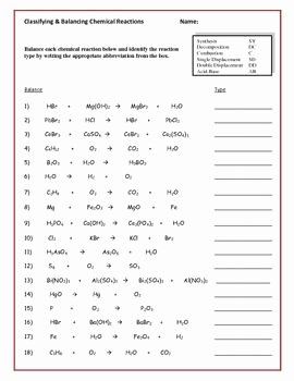 Chemical Reactions Worksheet Answers Best Of This is A Simple Easy to Follow One Page Worksheet that