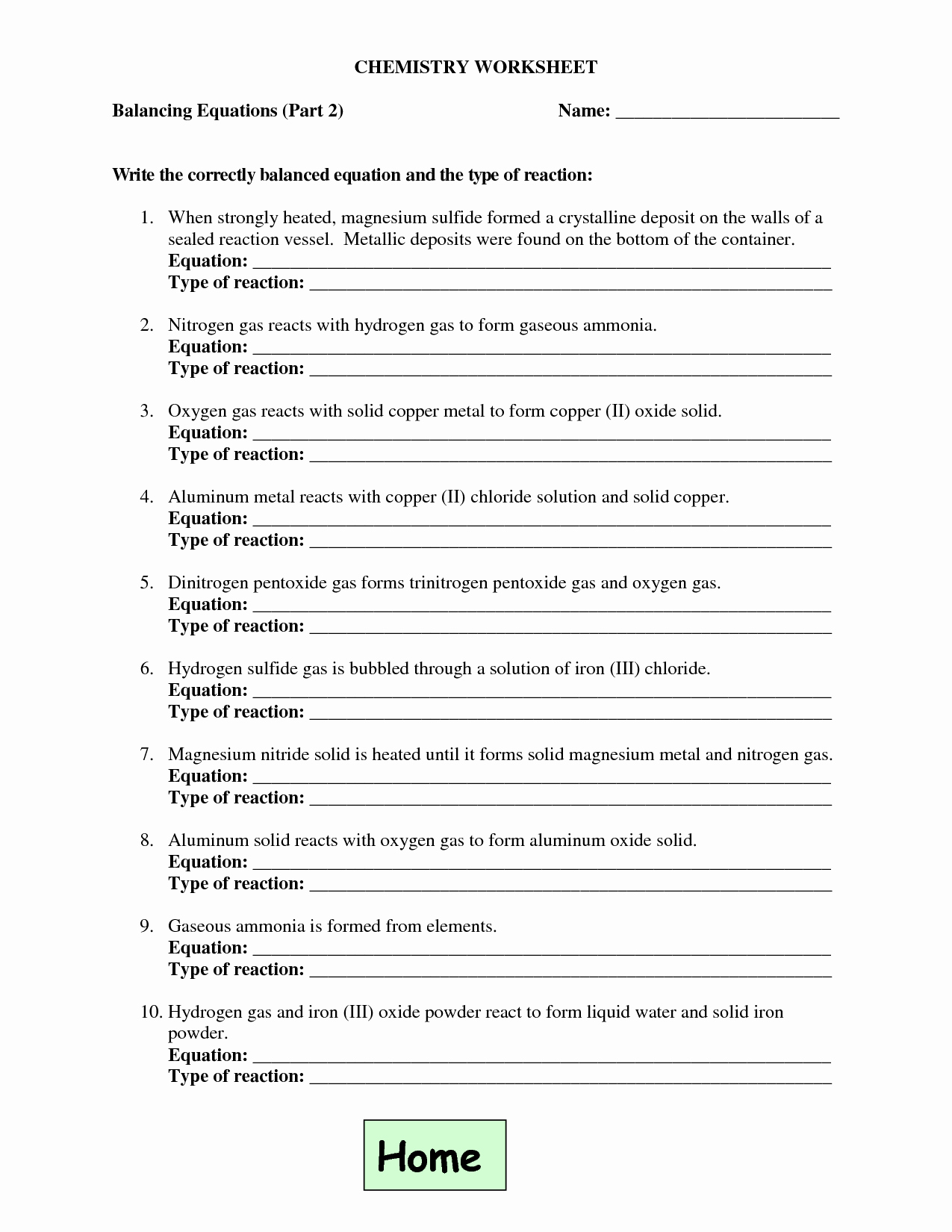 Chemical Reactions Worksheet Answers Inspirational 12 Best Of Balance Checkbook Worksheet Practice