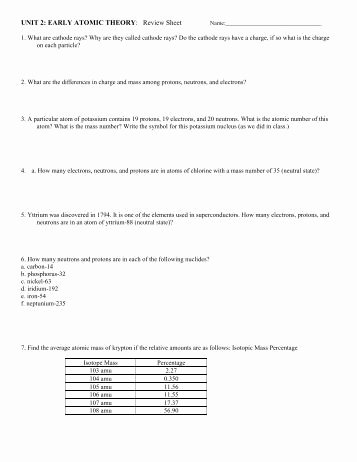 Chemistry atomic Structure Worksheet Inspirational 4 Label Each Of the Foll