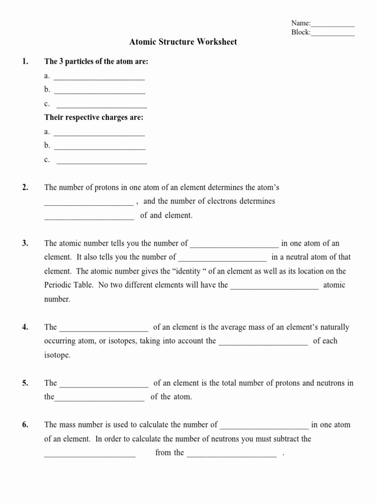 Chemistry atomic Structure Worksheet Luxury Electron Configuration Worksheet Science Spot